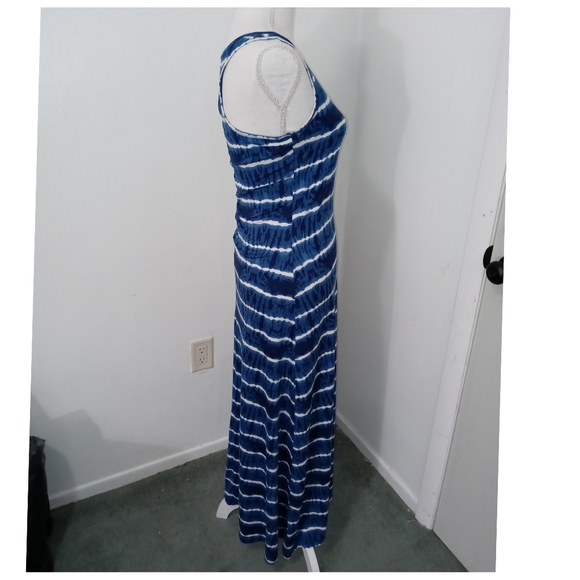 Boho Blue Tie Dye Racerback Tank Maxi Soft Stretchy Dress Size Small - Picture 7 of 10